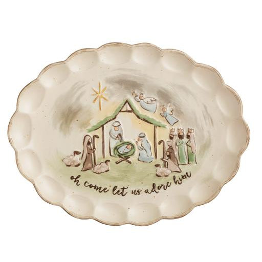 Mud Pie Scalloped Nativity Platter