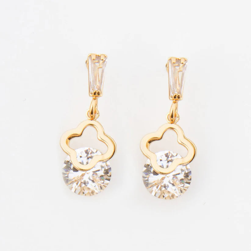 Flower CZ Dazzler Drop Earrings