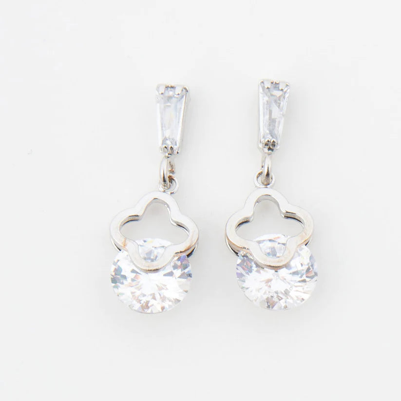 Flower CZ Dazzler Drop Earrings
