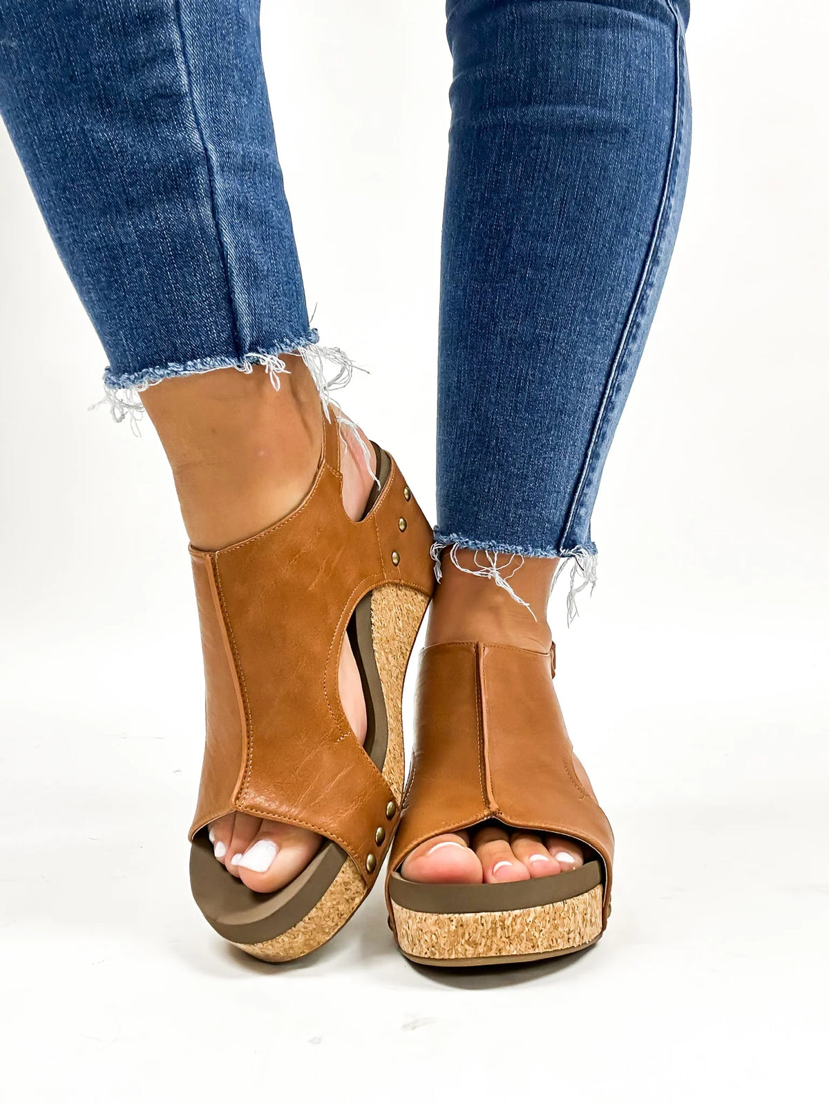 Corky&#39;s Women&#39;s Freddie Wedge Sandal Cognac Smooth