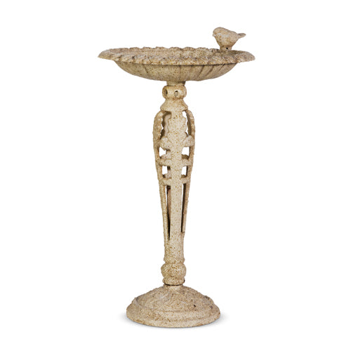 19&quot; Whitewash Iron Bird Bath