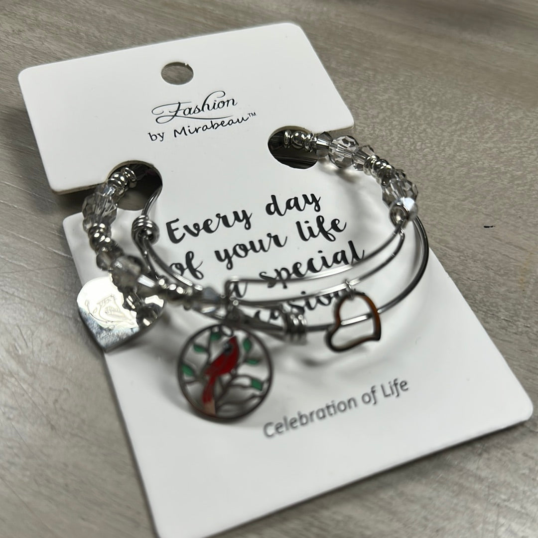 Set Of Two Cardinal Charm Bracelets