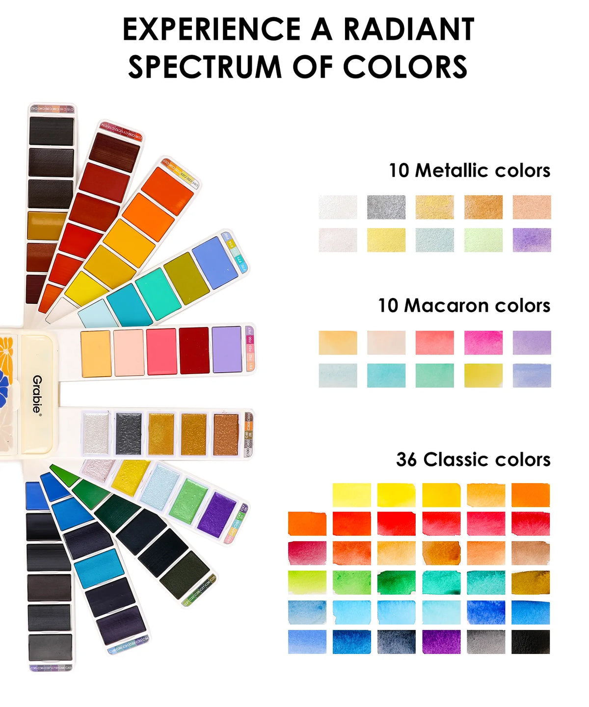 Foldable Watercolor Set of 56 w/ Water Brush Pen