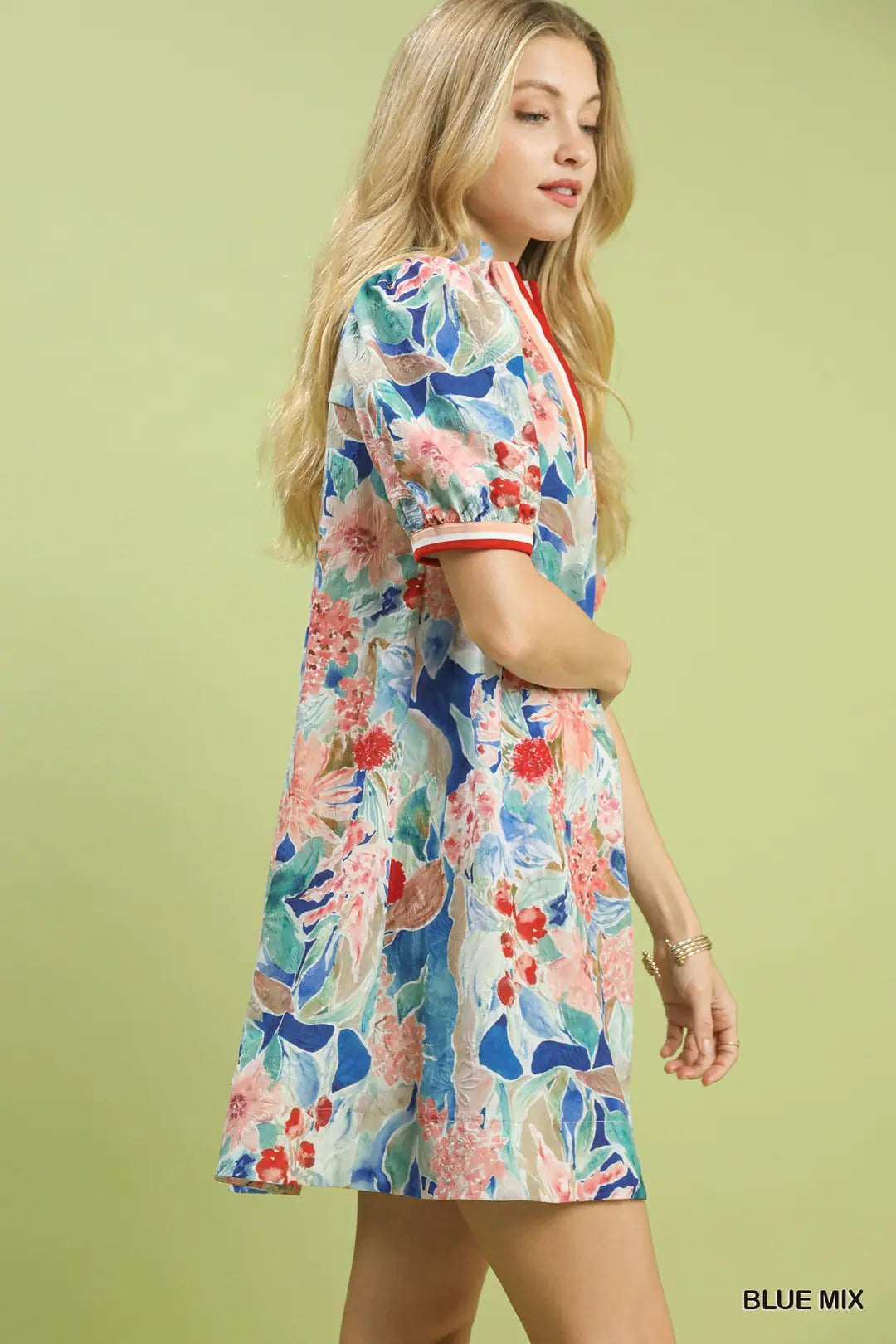 Jacquard Bloomscape Print Mini Dress