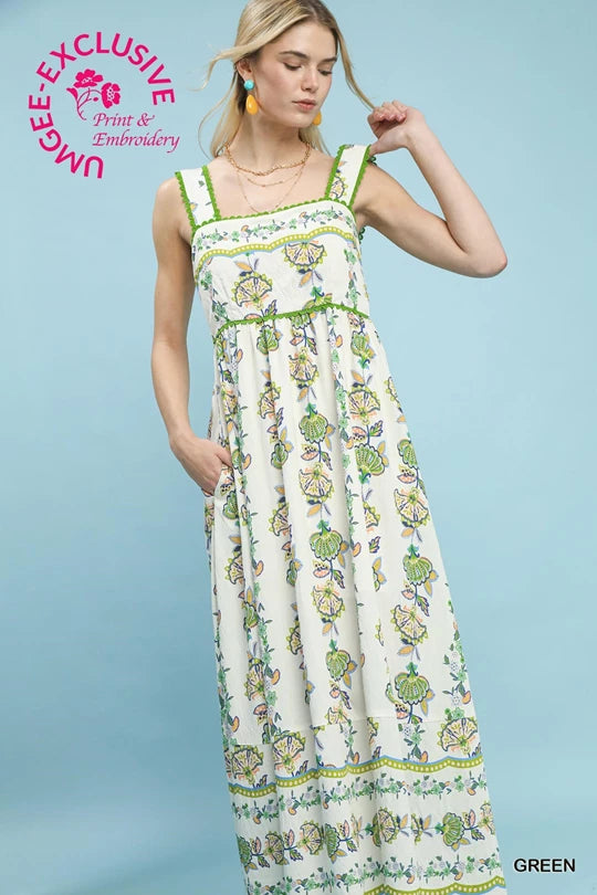 Floral Print Tiered Midi Dress