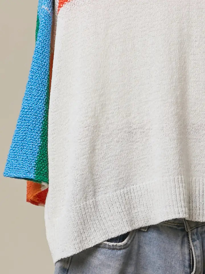 Multi Color Stripe Crewneck Sweater