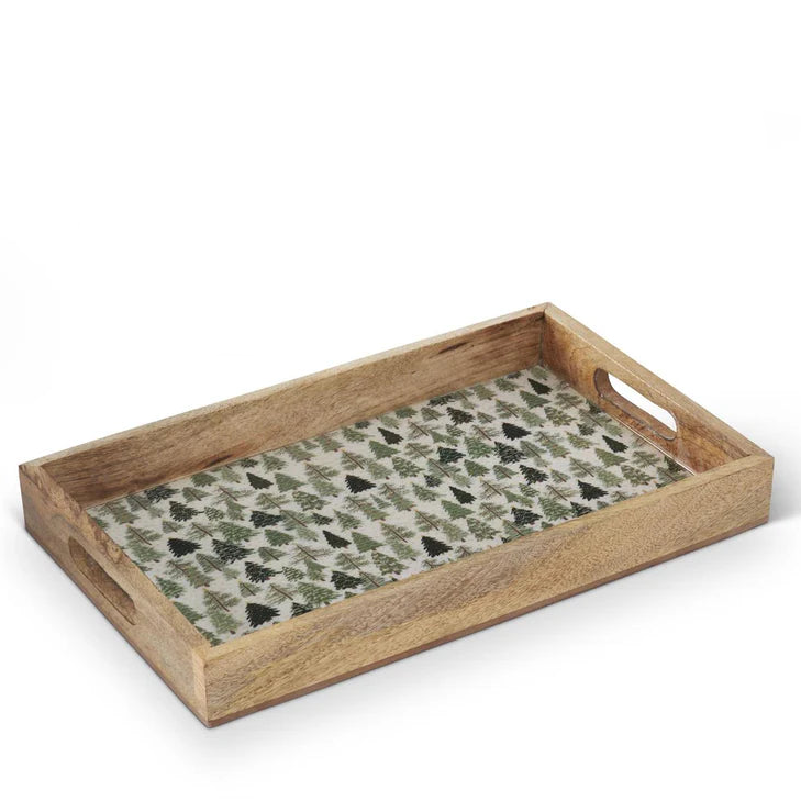 Wood Trays w/ Enamel Interior Trees