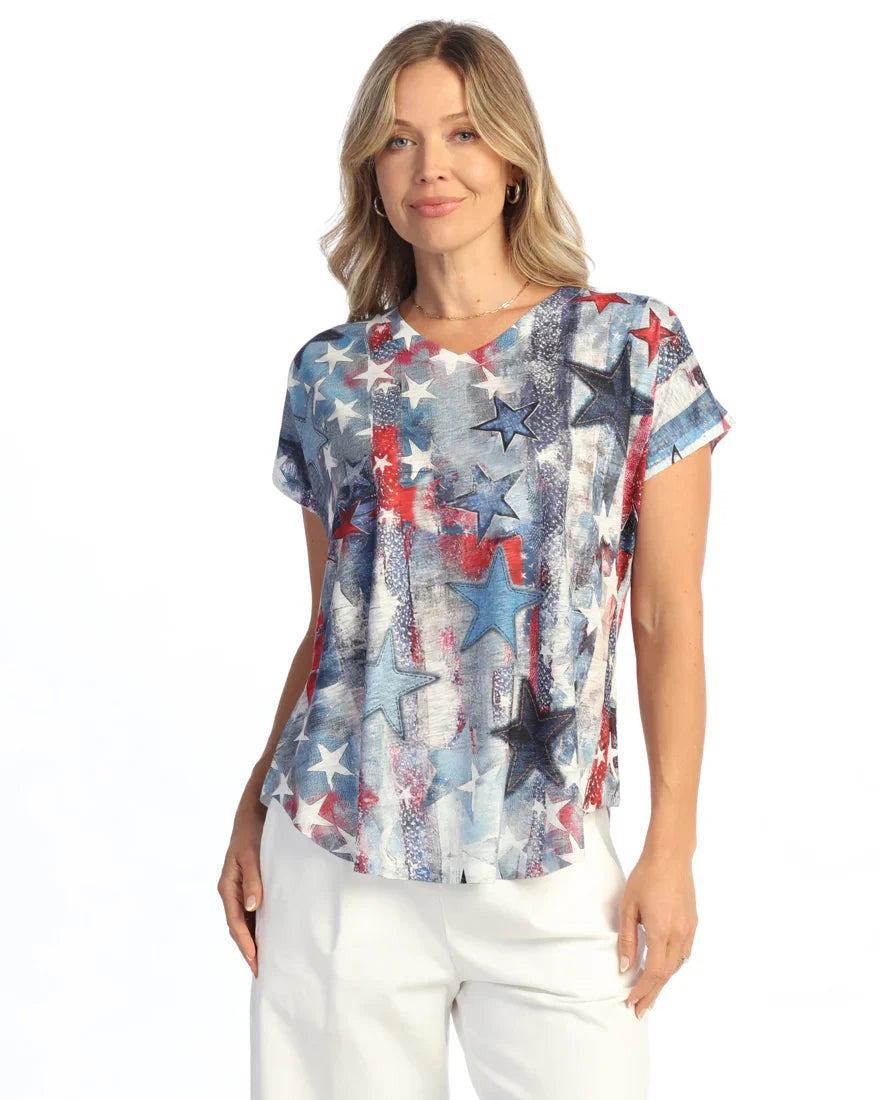 Glory Days V-Neck Top w/ Side Slits