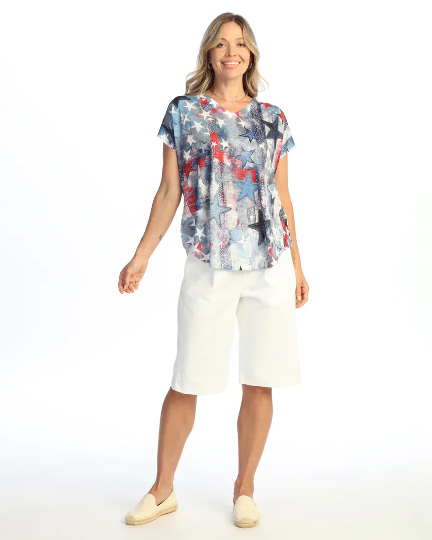 Glory Days V-Neck Top w/ Side Slits