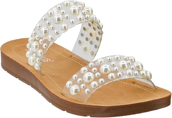 Double Take Sandals - Clear w/Pearls