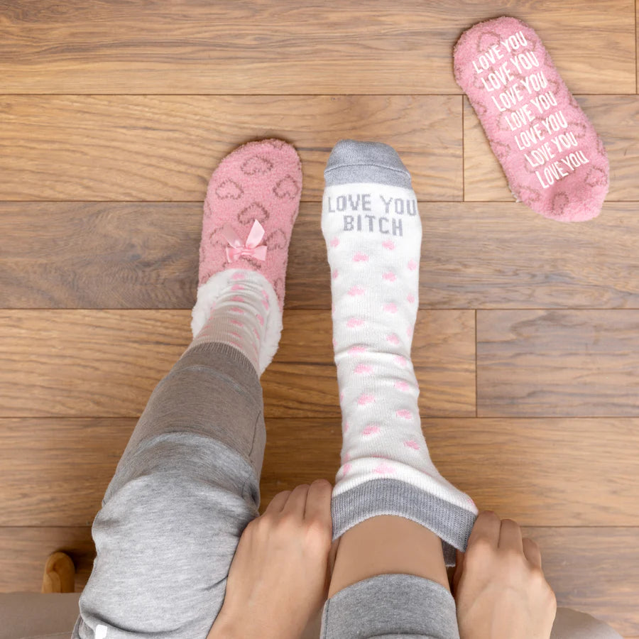Love You B*tch Slipper Socks Gift Set