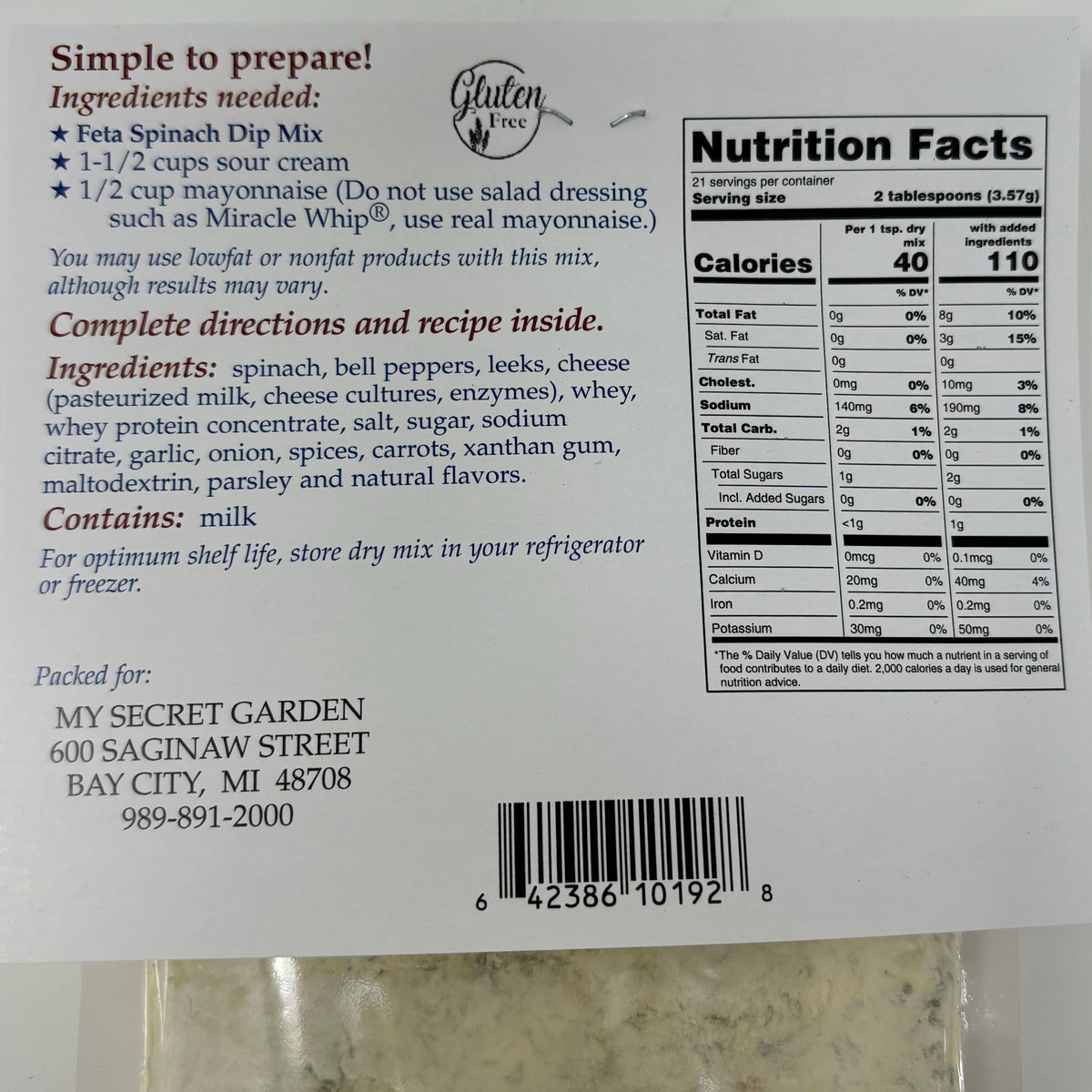 Feta Spinach Dip Mix
