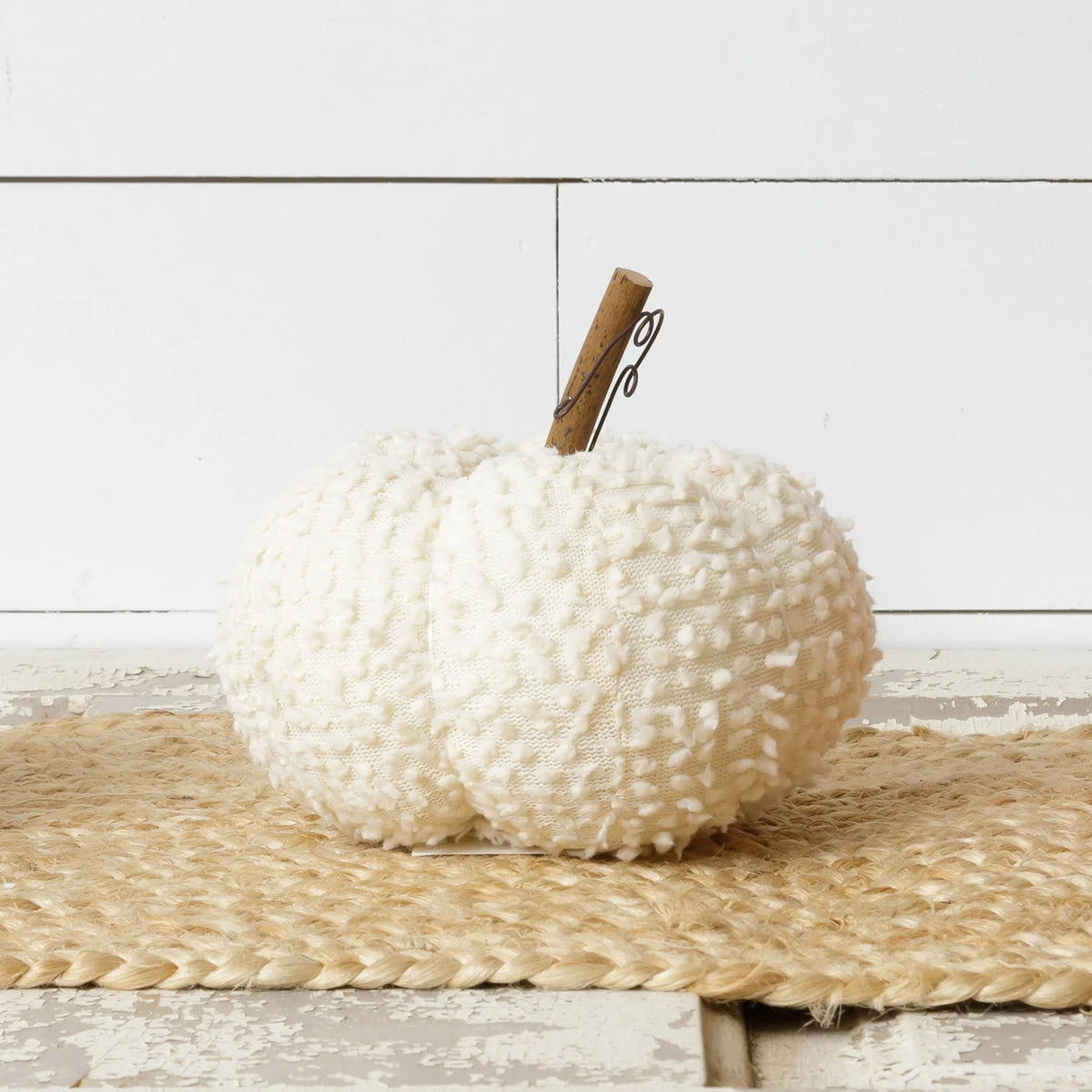 Sm. White Fabric Pumpkin