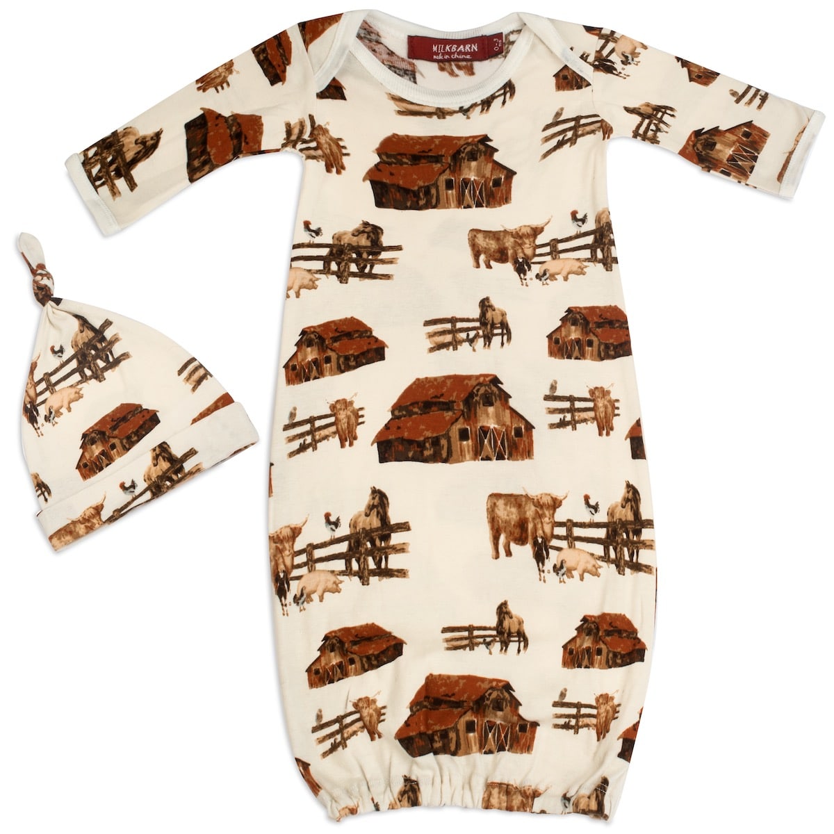 Homestead Organic NB Gown &amp; Hat Set