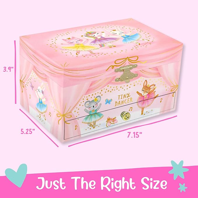 Animal Ballerina Musical Jewelry Box w/ 1 Drawer