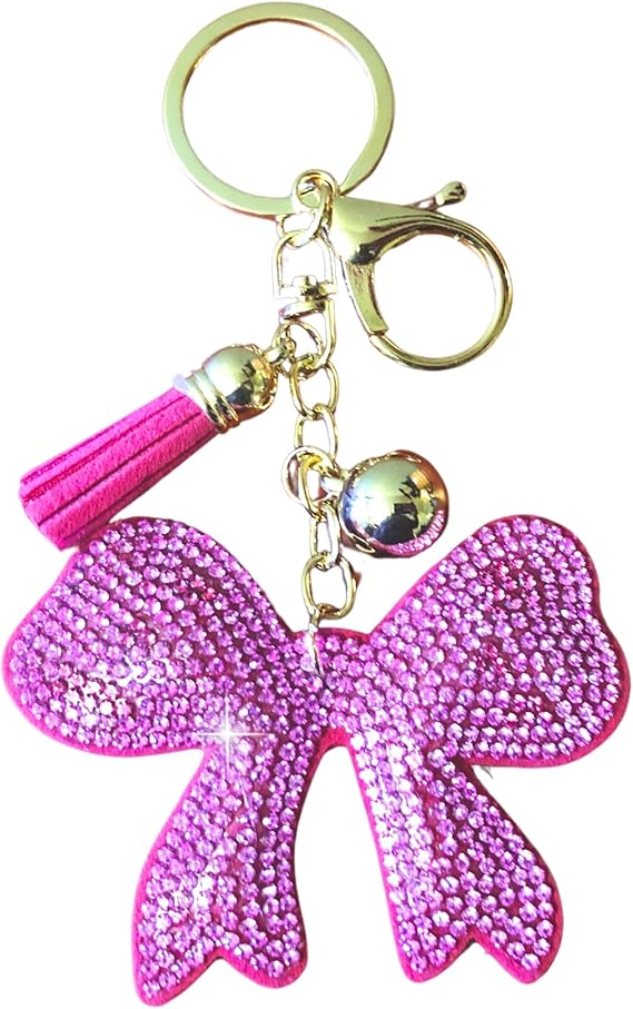Rhinestones on Suede Keychain