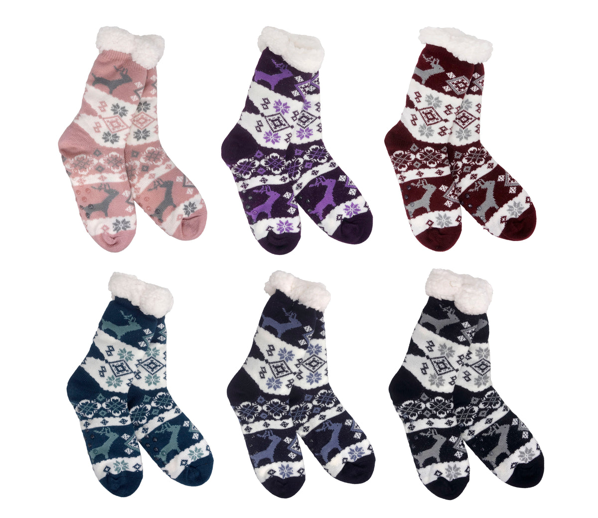 Deer &amp; Snowflakes Thermal Slipper Socks