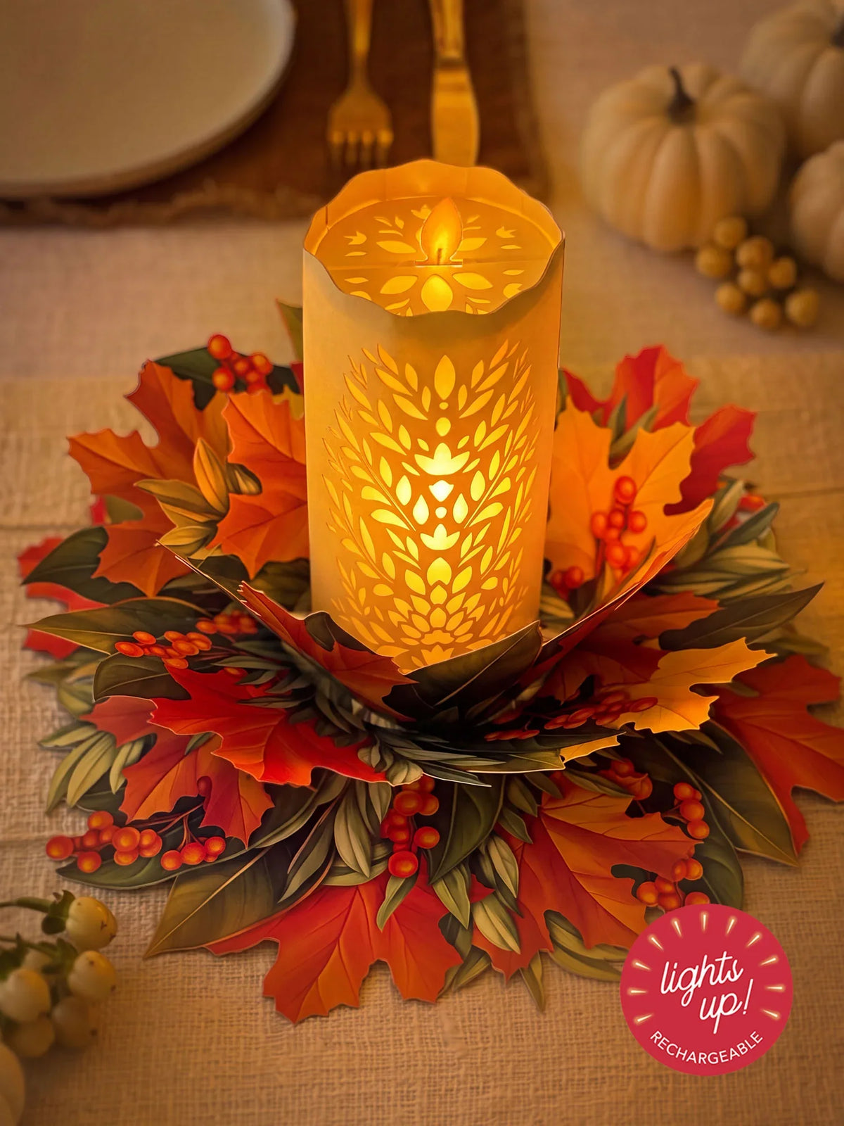 Light-Up Fall Decor Pop-Up Card