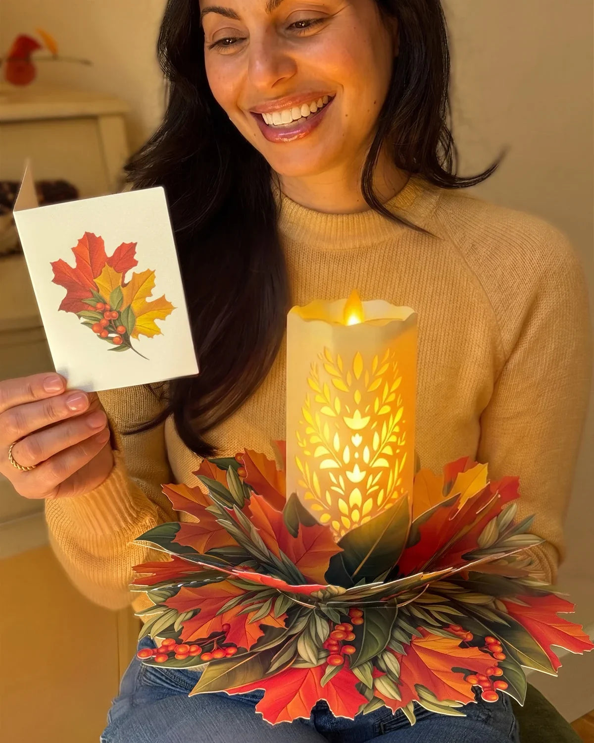 Light-Up Fall Decor Pop-Up Card