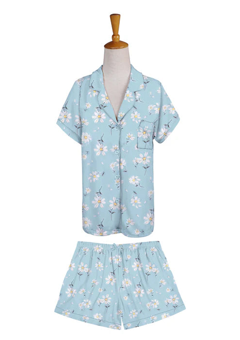 Blue Daisy Short Sleeve Lounge Set
