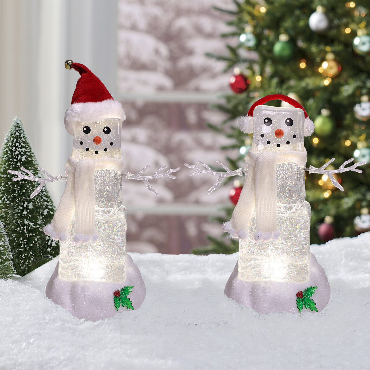 Festive Ice Cube Glitter Snowman 10&quot;