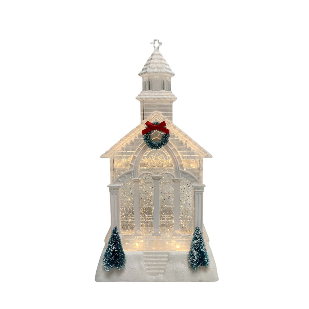 Glitter Christmas Chapel 11.25&quot; LED - Christmas Is Forever