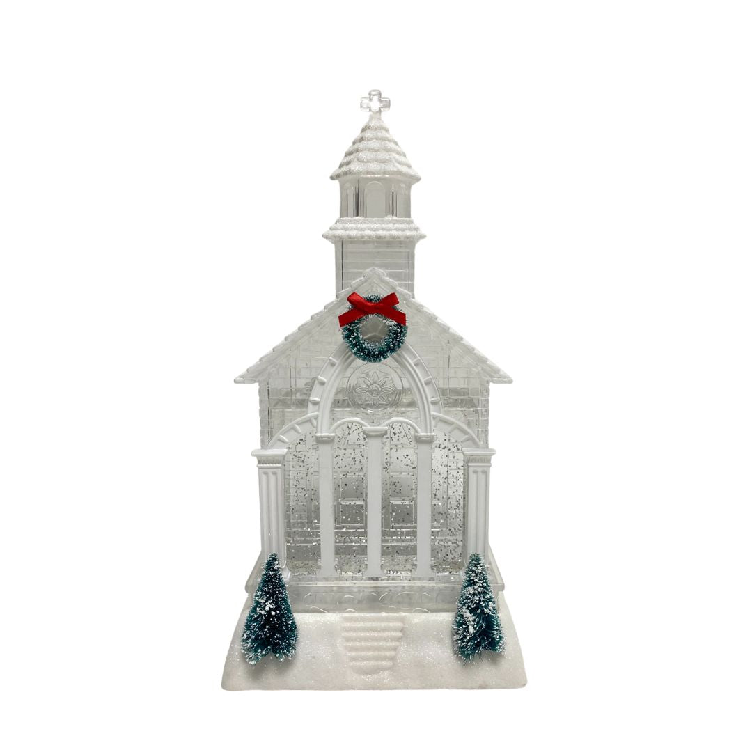 Glitter Christmas Chapel 11.25&quot; LED - Christmas Is Forever