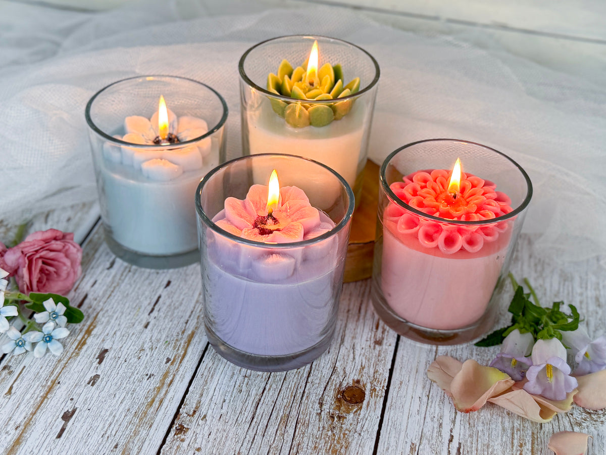 Blue Flower Market Art Candle