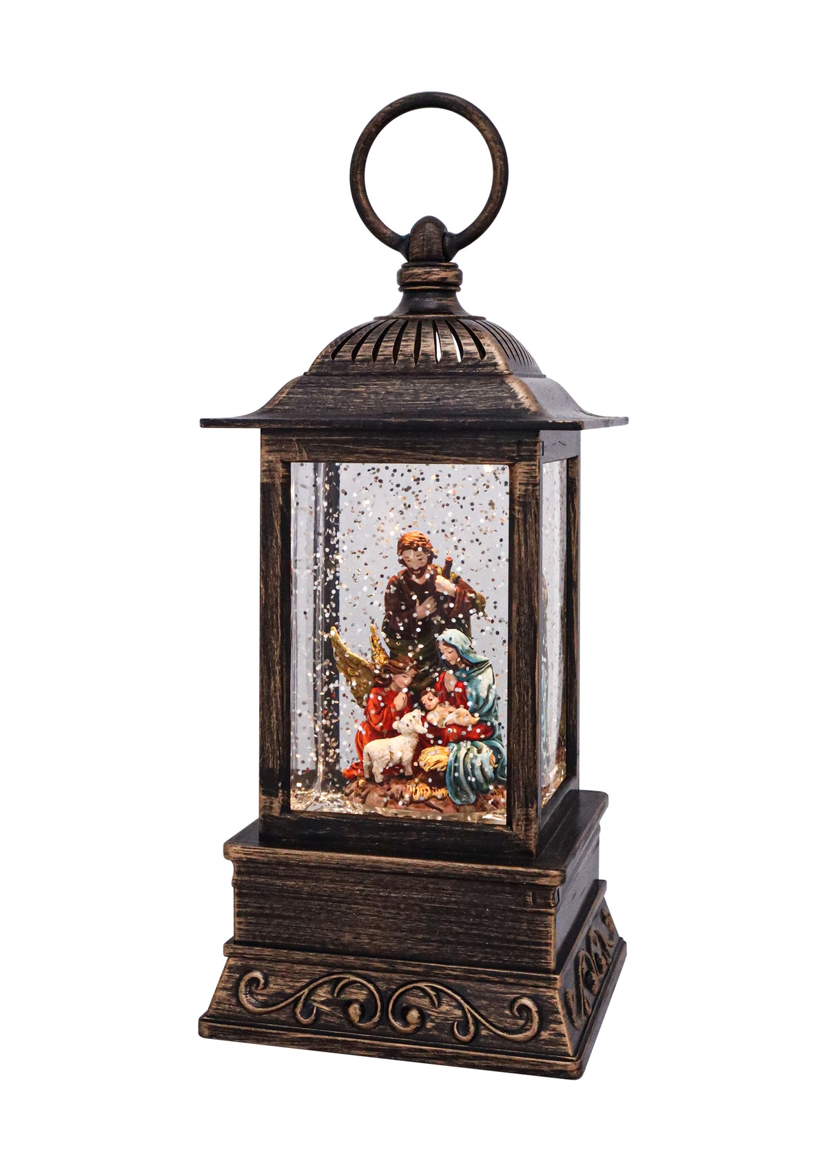 Peaceful Nativity Glitter Lantern
