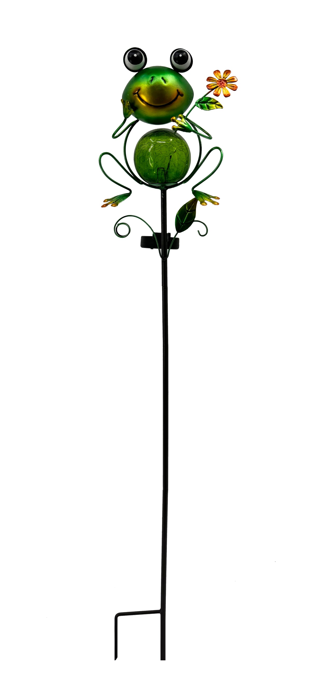 36&quot; Frog Crackle Ball Solar LED Yard Stake