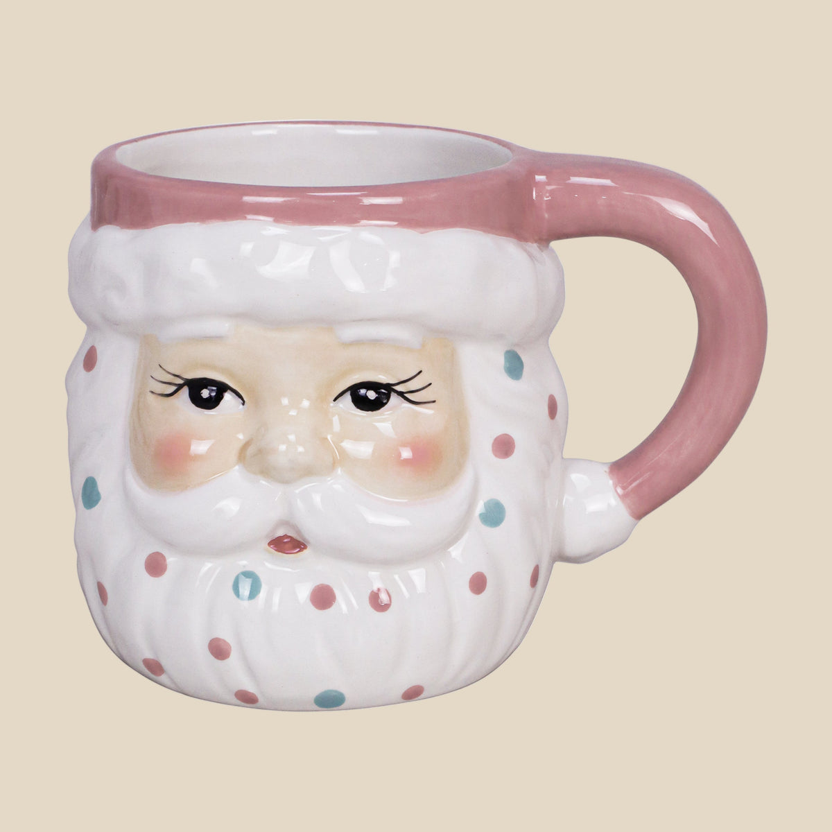 At Home By Mirabeau Pink Santa Mug 26oz