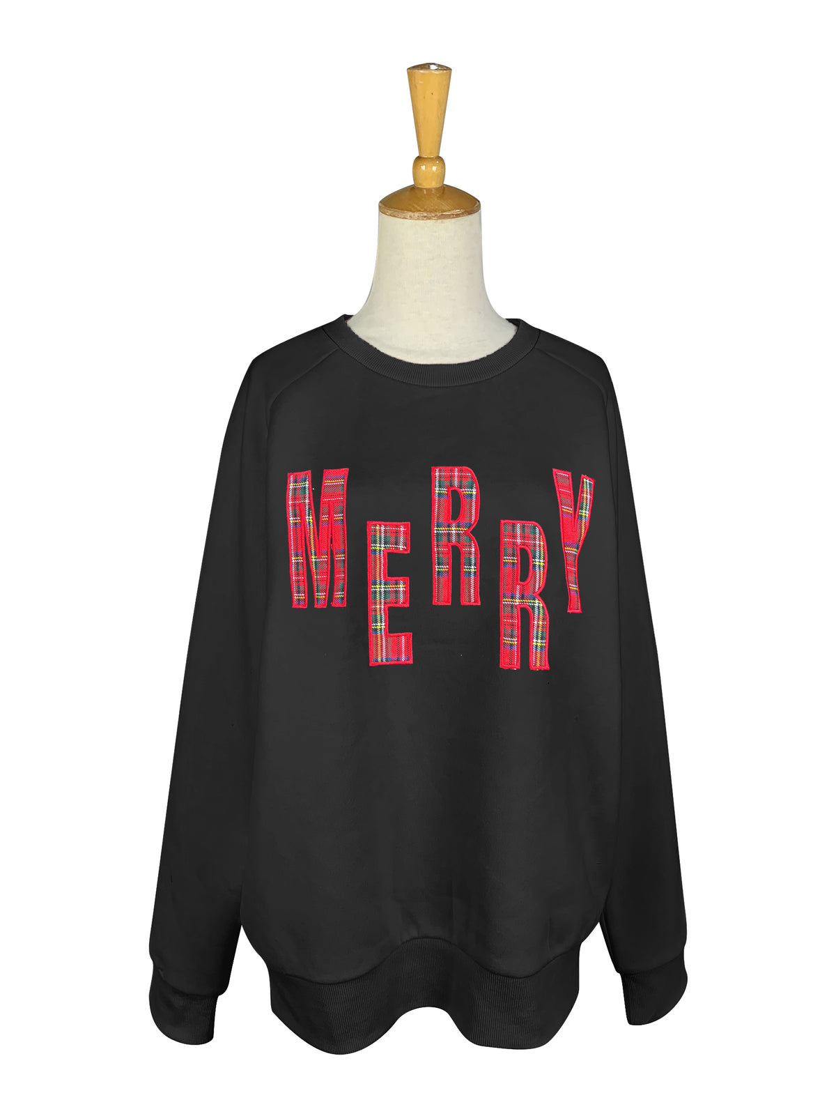 Merry Red Plaid Letter Sweatshirt