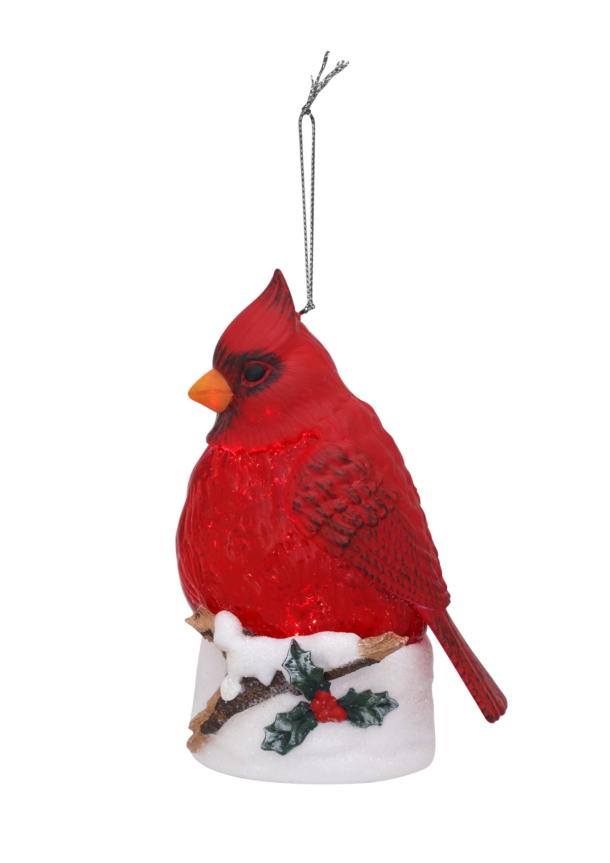 Mini LED Glitter Cardinal Ornament