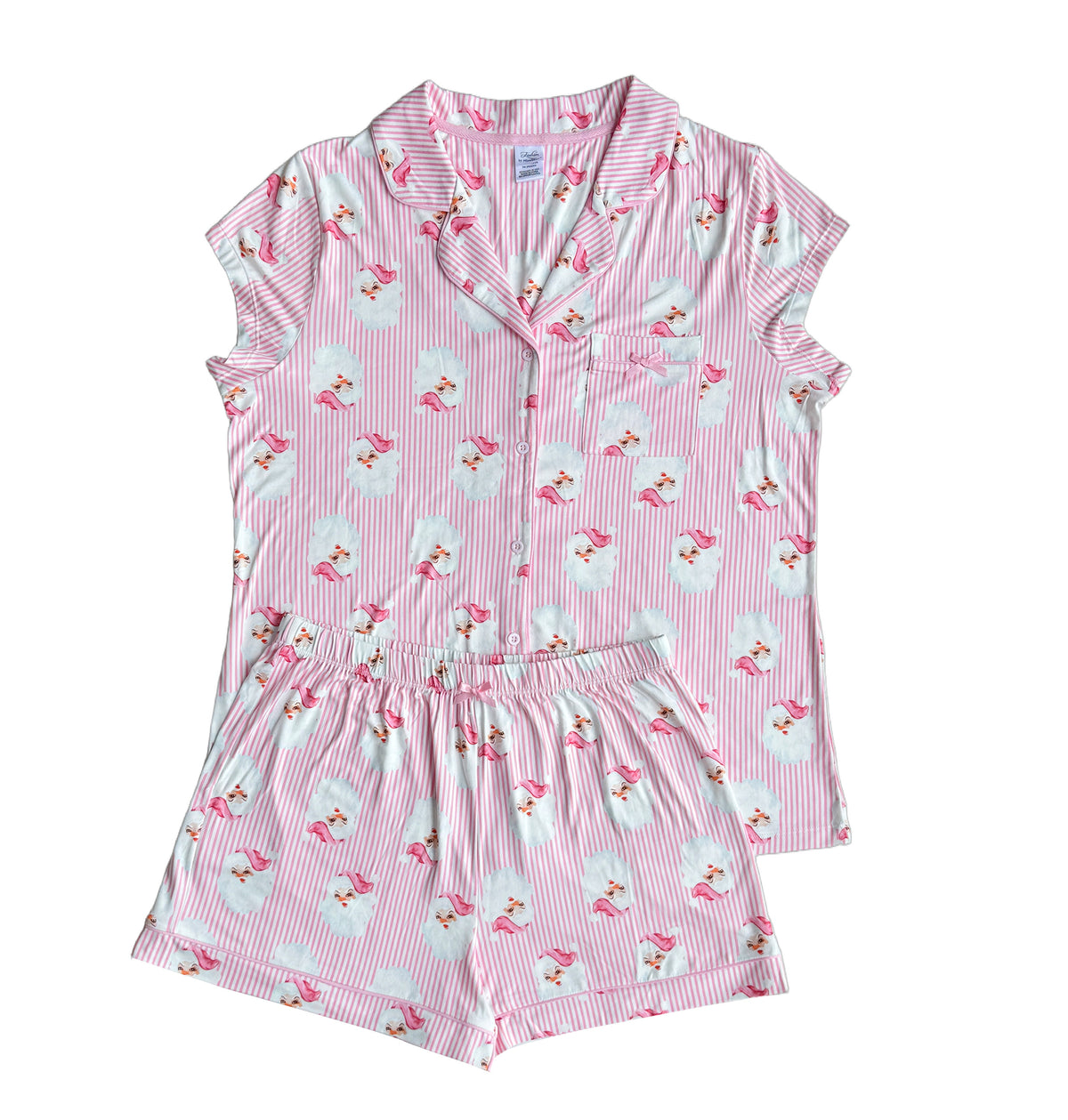 SS Merry Pinkmas Santa Button Down Lounge Set