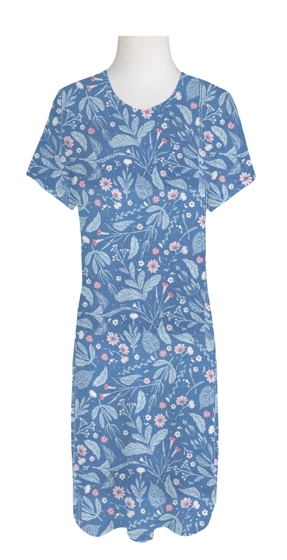 Cotton Blue Floral Sleep Dress
