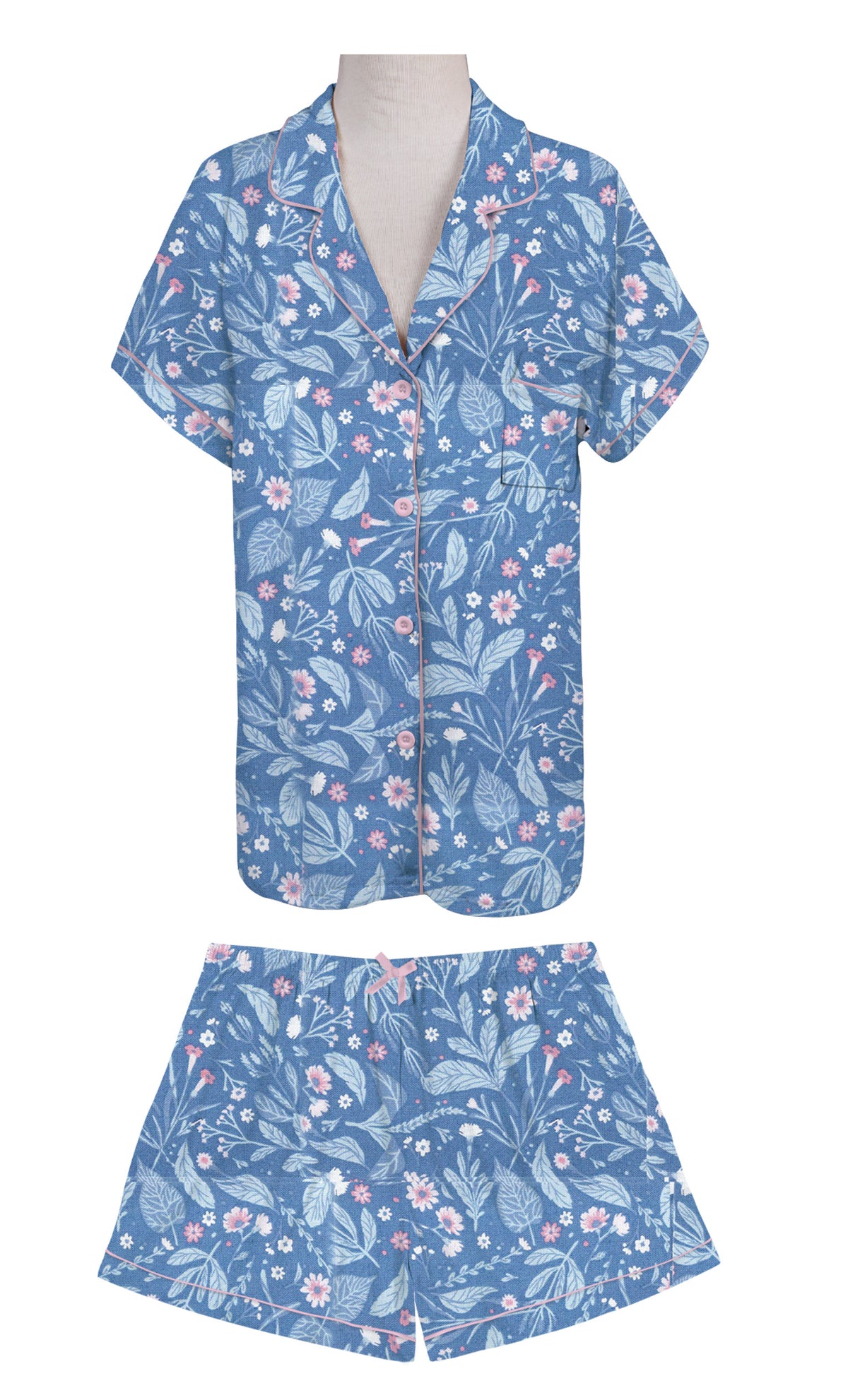 Cotton Blue Floral SS Lounge Set