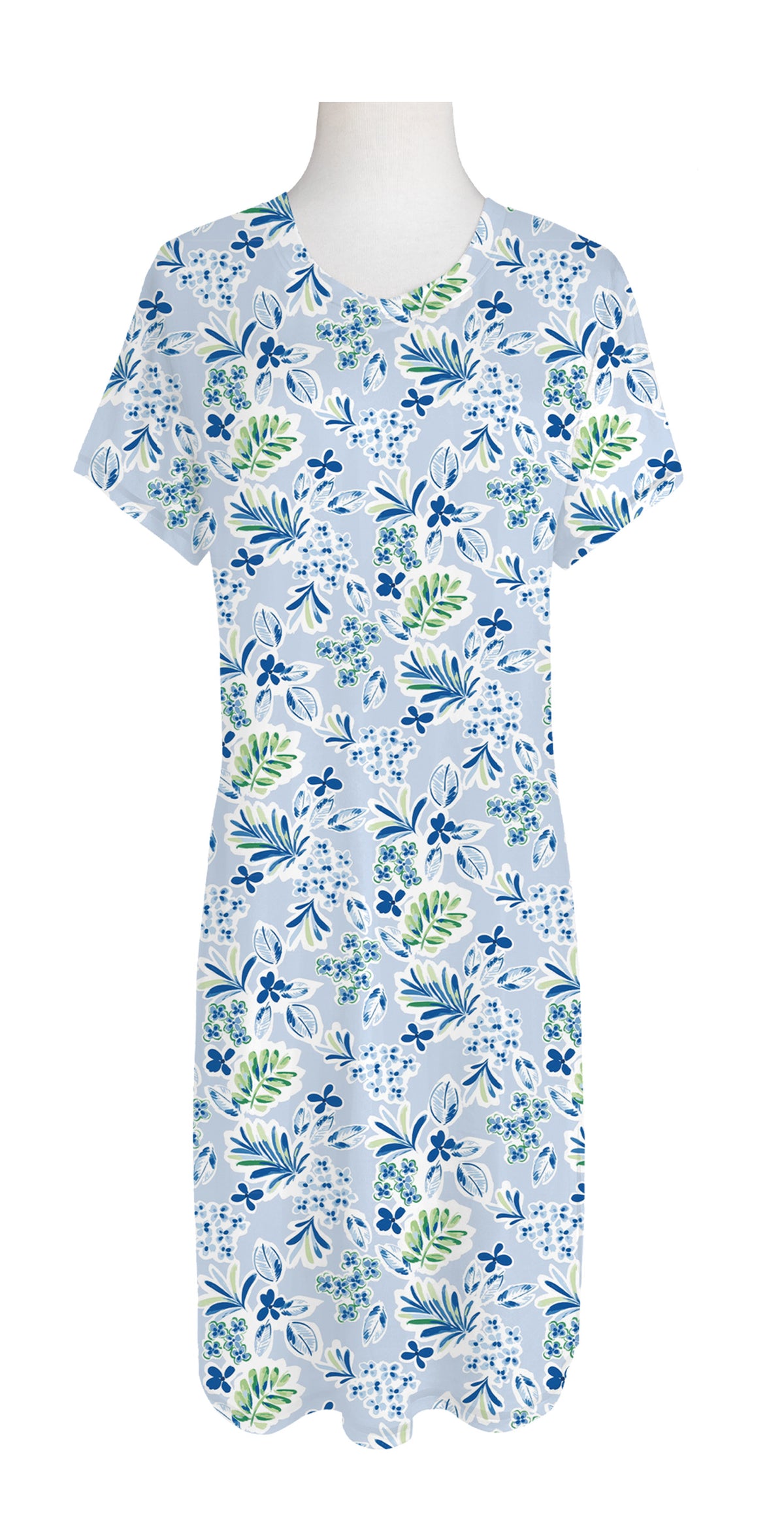 Blue Tropical Floral Sleep Dress