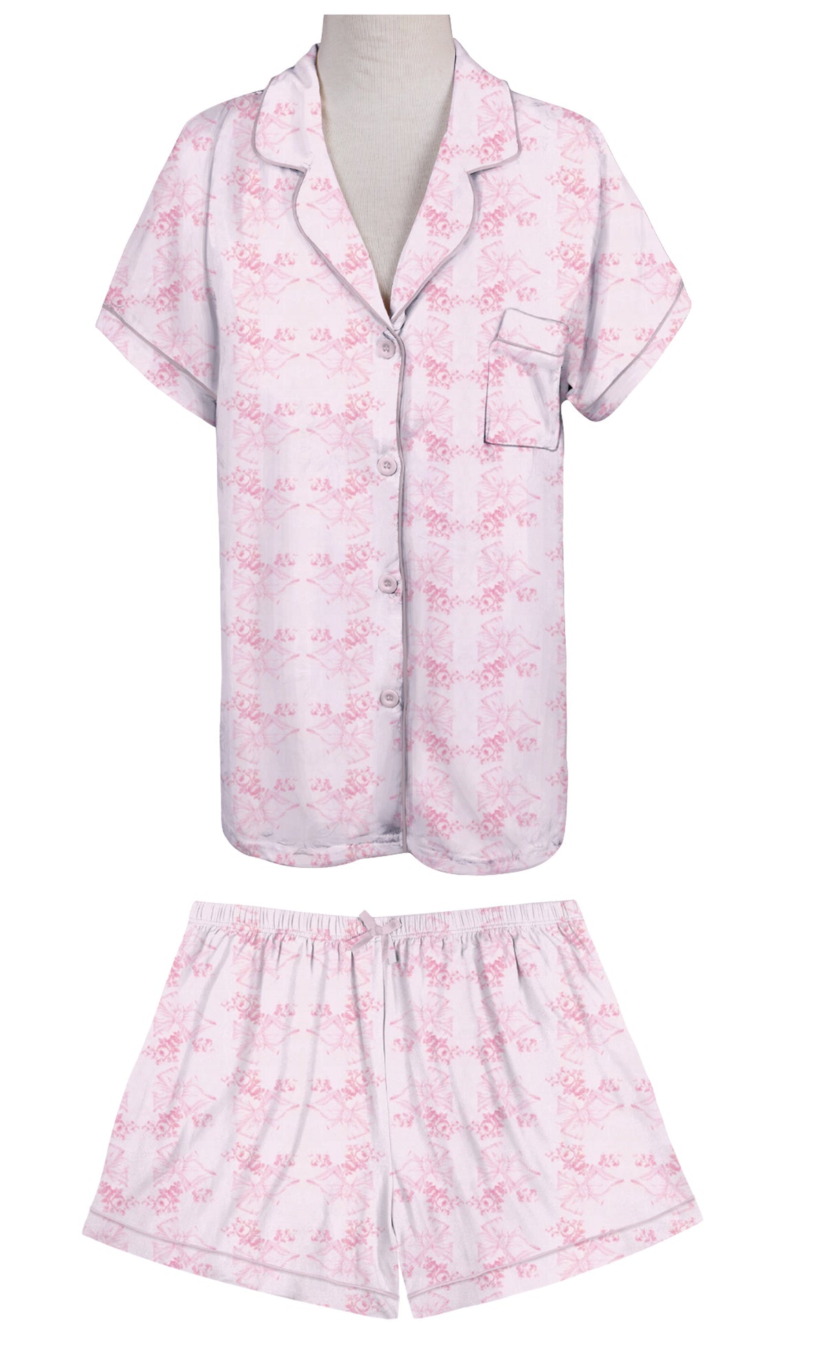 Pink Fancy Floral and Bows SS Lounge Set