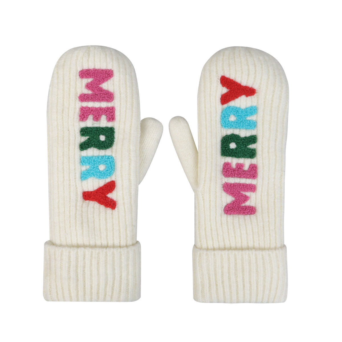 MERRY Chenille Letter Mittens -Fashion by Mirabeau