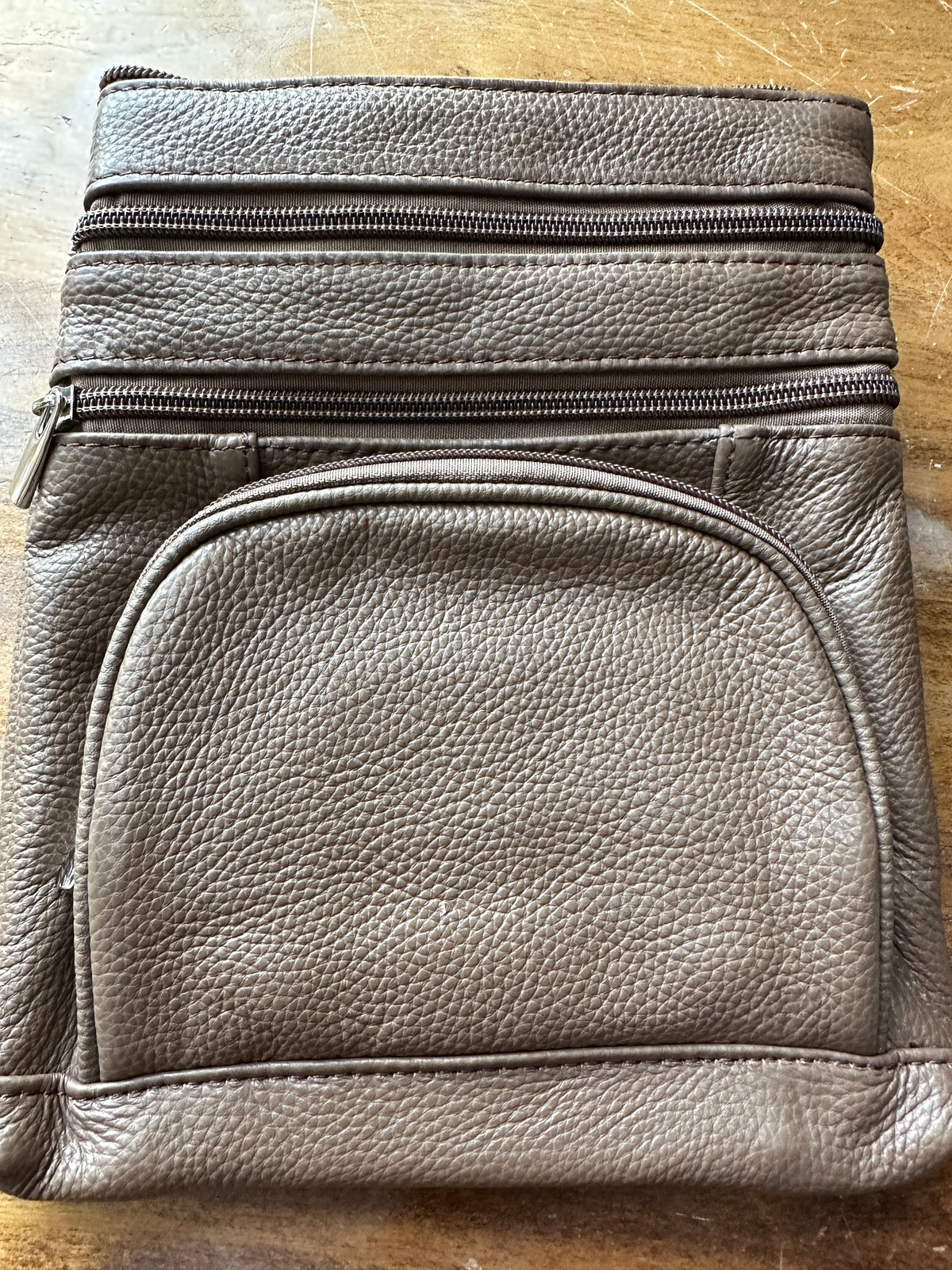 Leather crossbody on the go bag