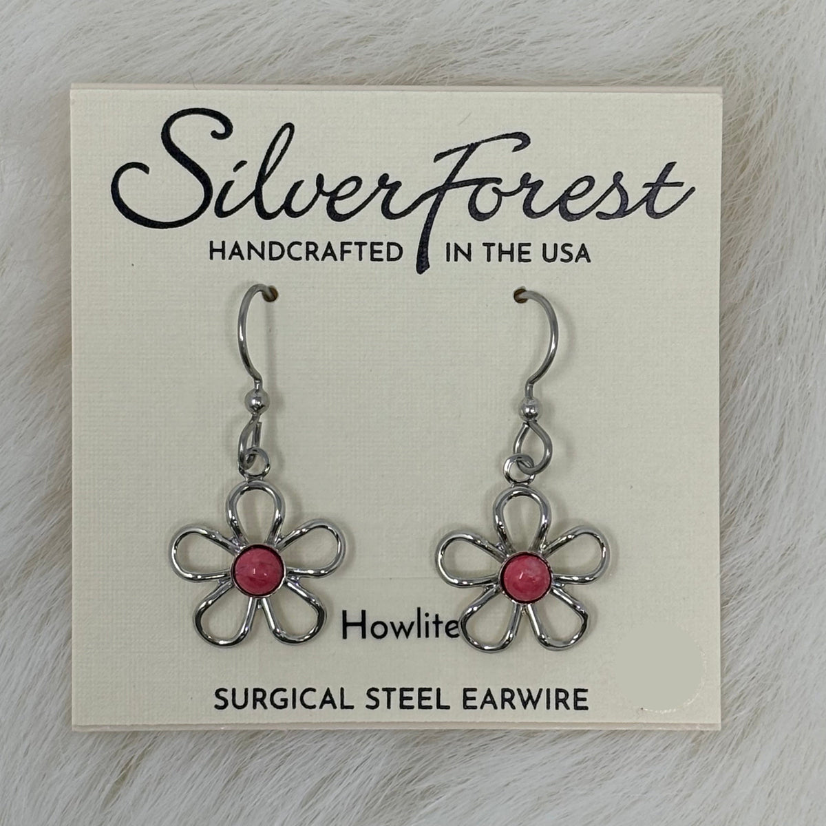 Wirey Flower w/ Stone Center Earrings