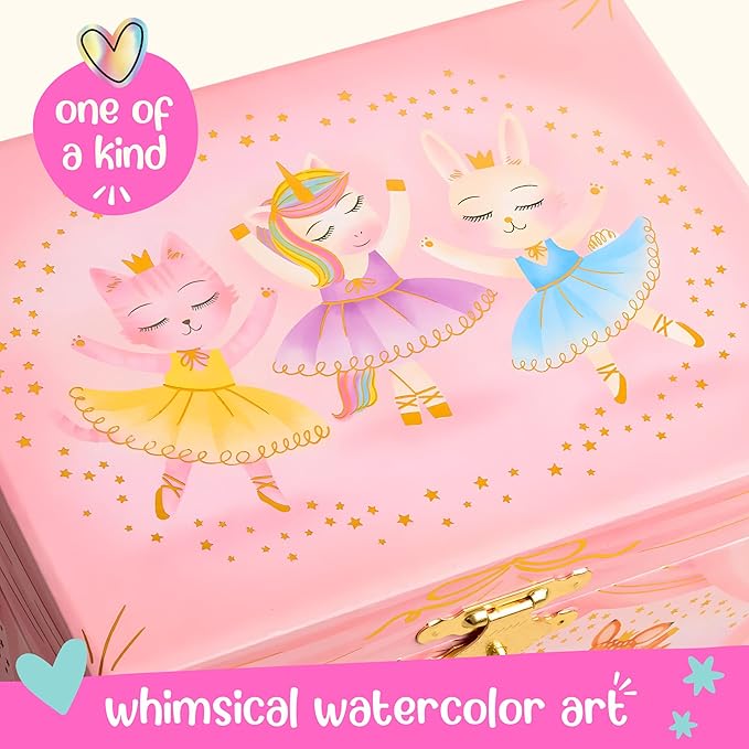 Animal Ballerina Musical Jewelry Box w/ 1 Drawer