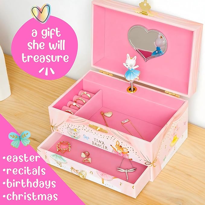 Animal Ballerina Musical Jewelry Box w/ 1 Drawer