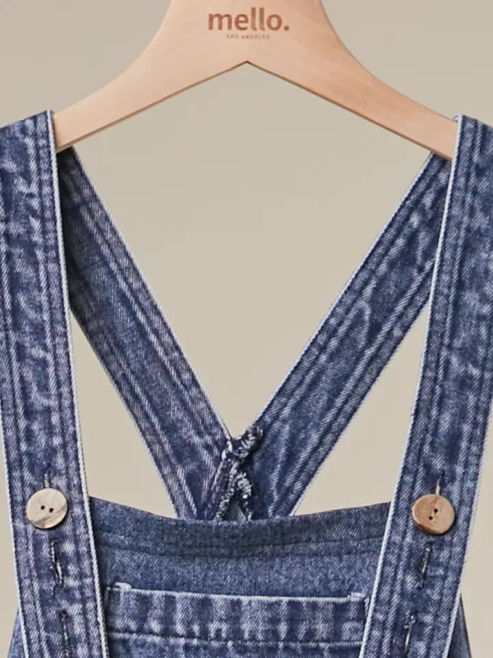 Denim Overall w/ Lace Patch Block