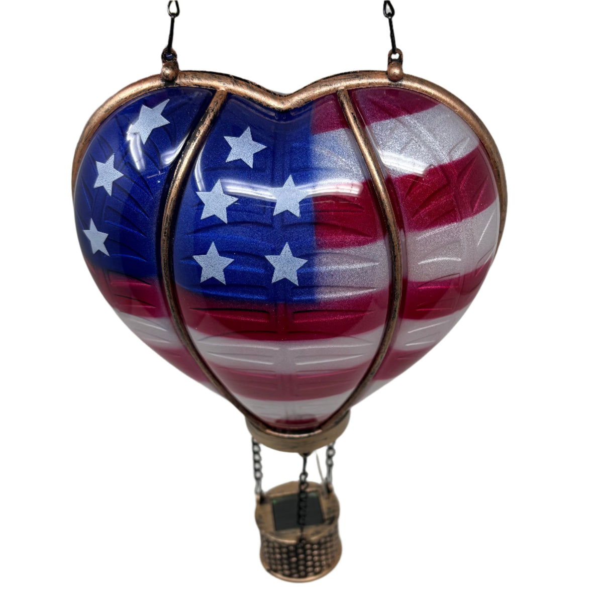 Americana Solar Lighted Fire Glow Hot Air Balloon