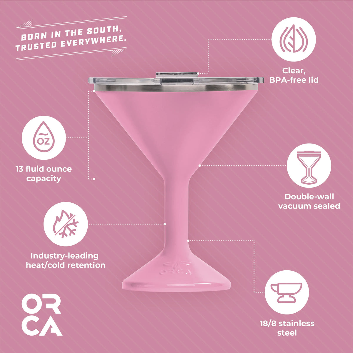 Dusty Rose Orca Tini 13oz Barware