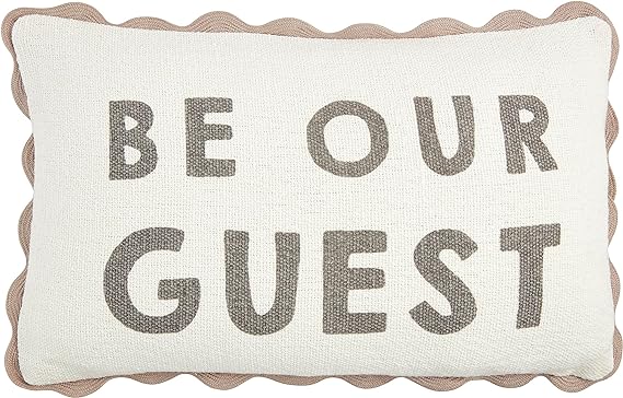 Mud Pie Be Our Guest Reversible Pattern Pillow