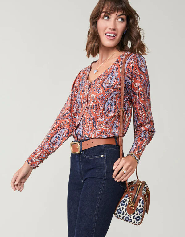 Rochelle Top Marsh Boardwalk Paisley Tomato