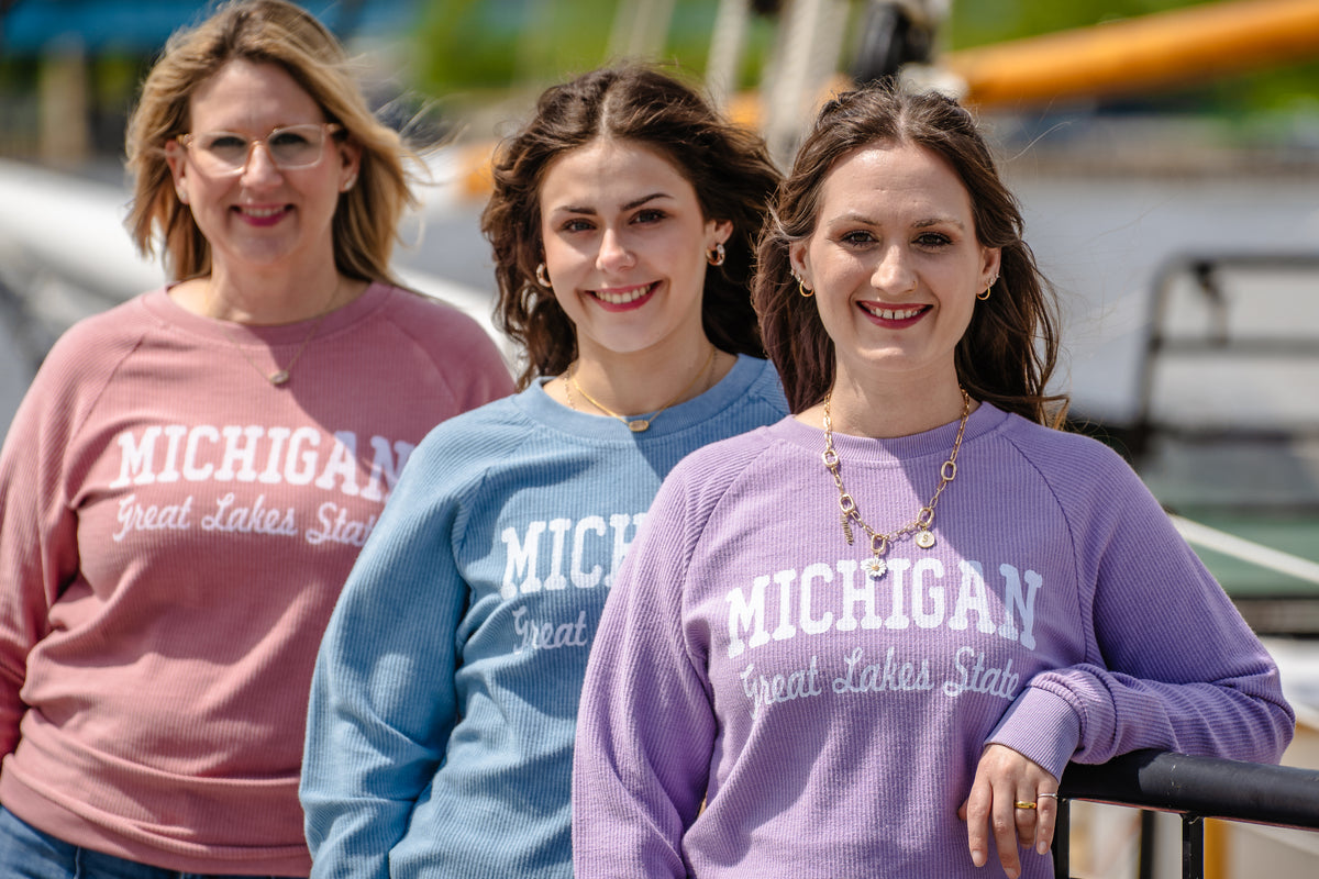 Michigan Great Lakes State Ribbed Crew Sweatshirt