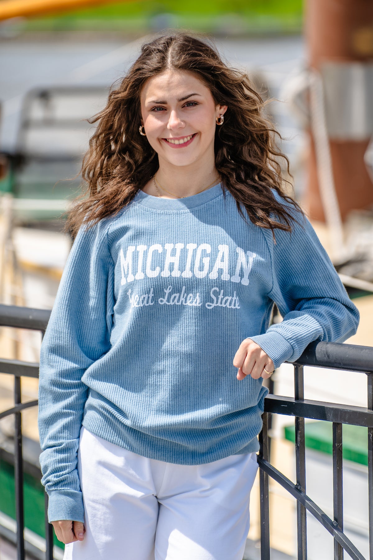 Michigan Great Lakes State Ribbed Crew Sweatshirt